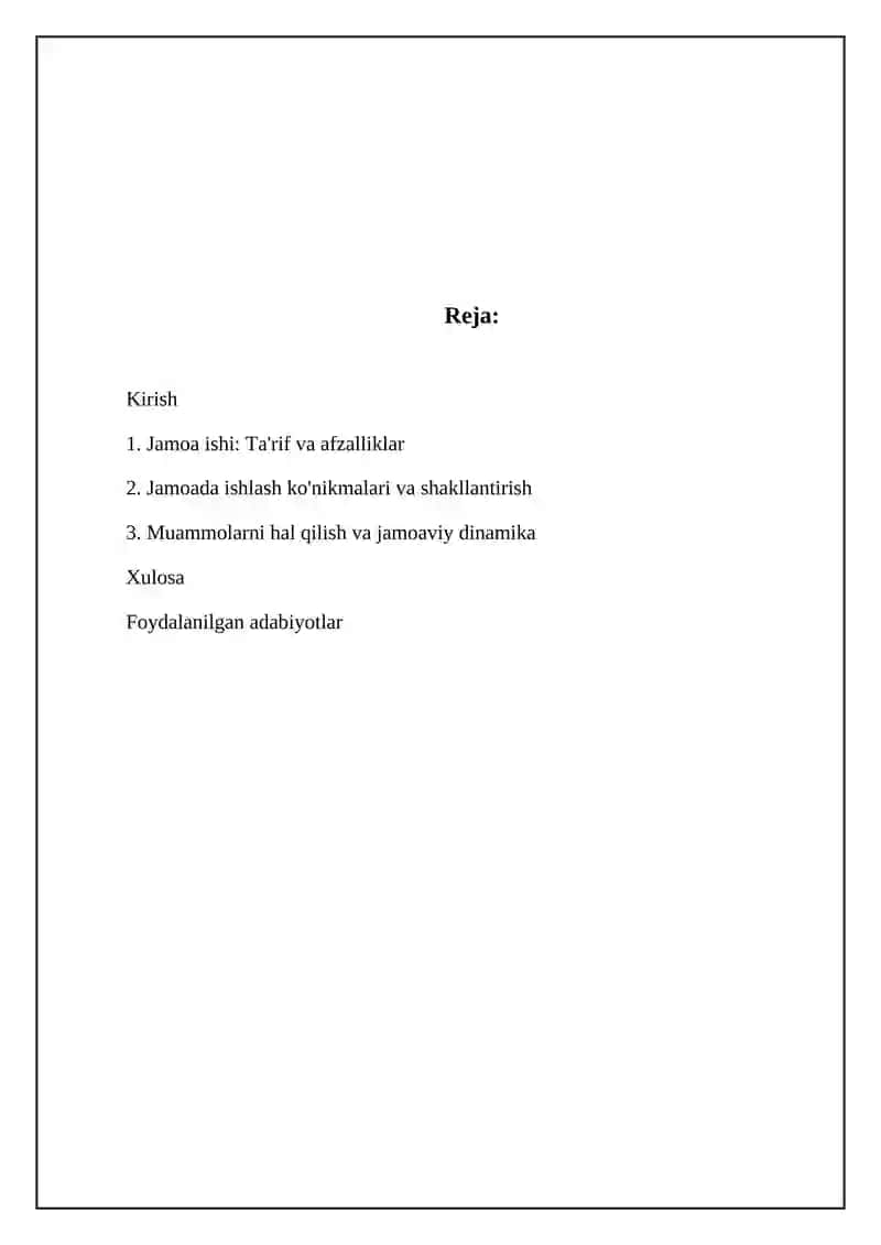 Jamoada ishlash (tcamworking) va uning afzalliklari 2