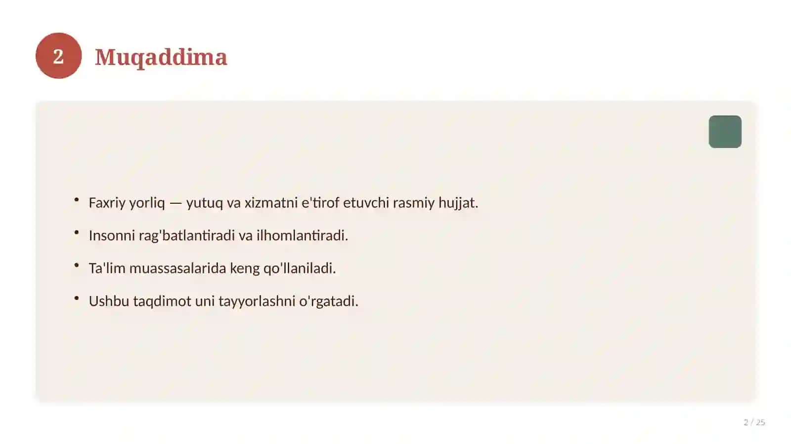 Faxriy yorliq o'quvchilar uchun — 2026 yil 2