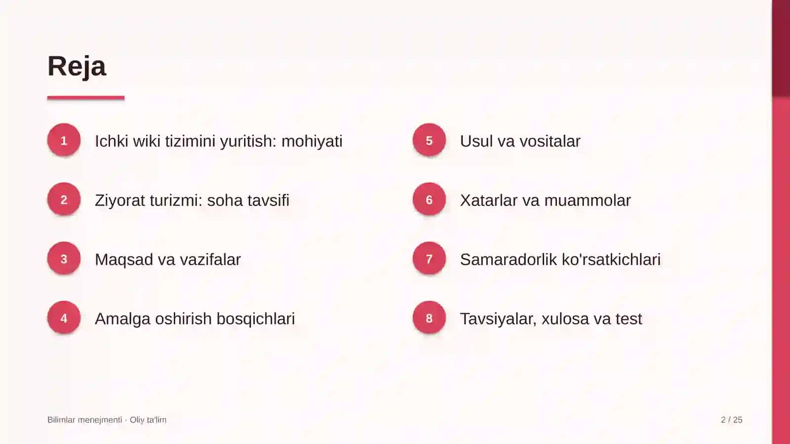 Ziyorat turizmida ichki wiki tizimini yuritish 2