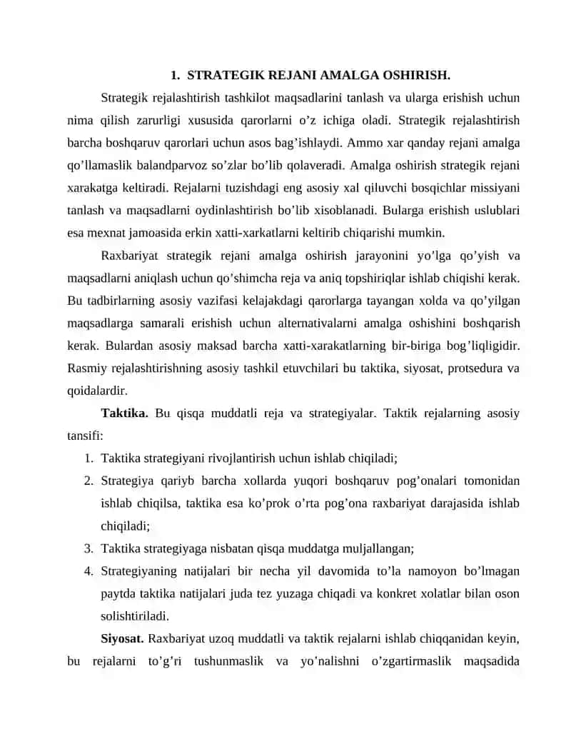 Strategiyani amalga oshirish usullari 2