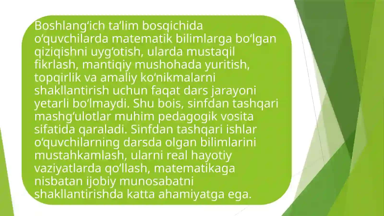 Boshlang‘ich sinflar matematikasi tuzilishi va mazmuni 2