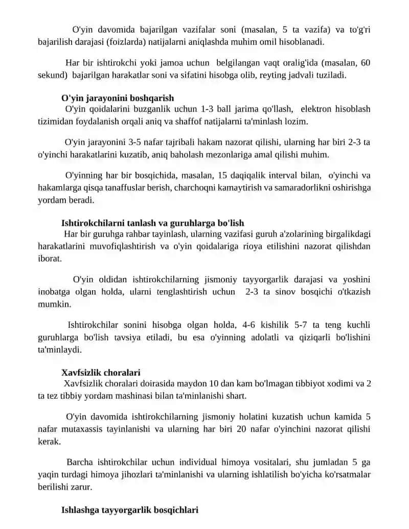 O'yin maydonchasini tashkil etish 2