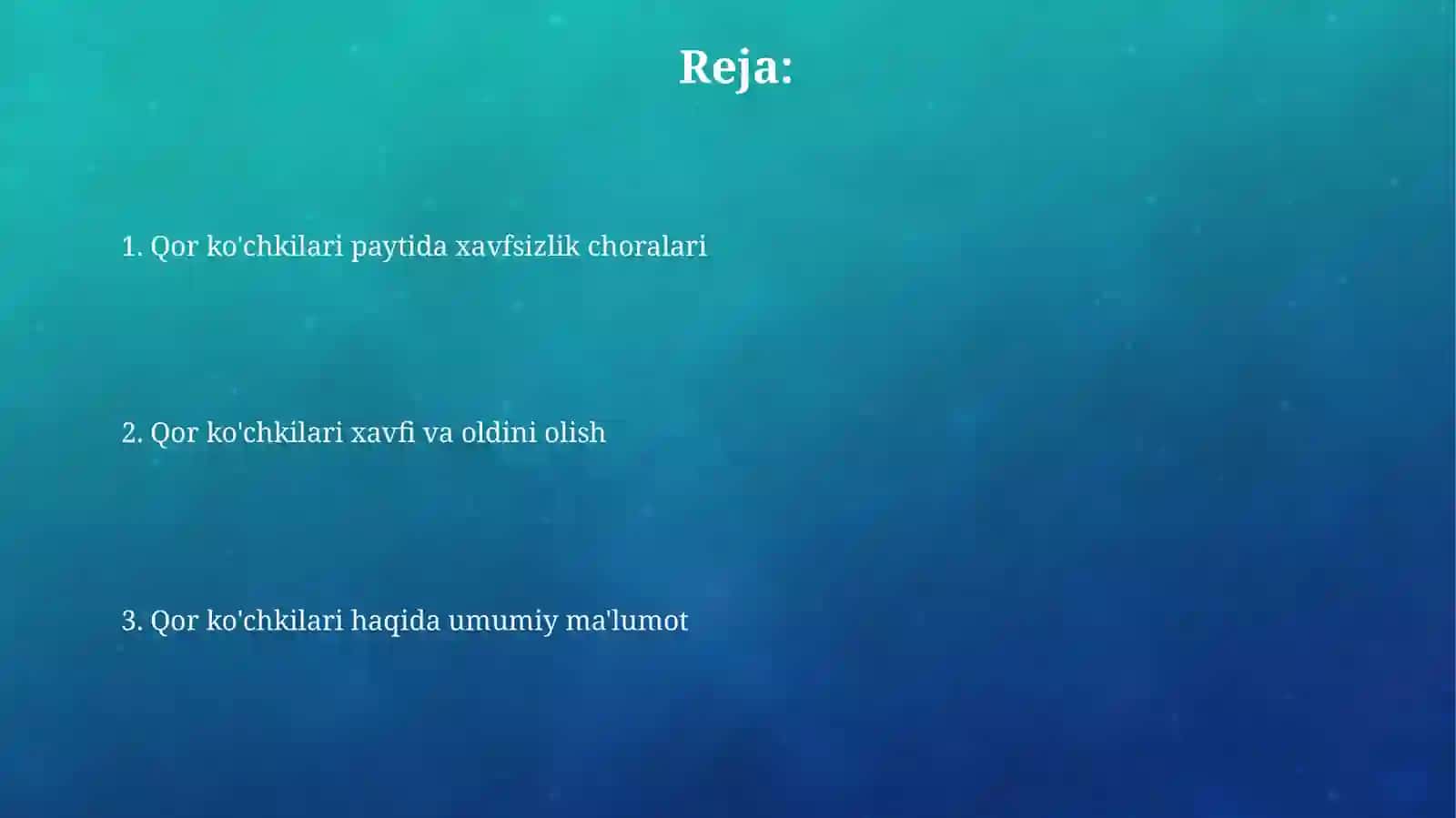 Qor ko'chkilari haqida 2
