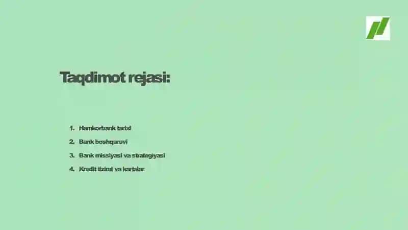 Hamkorbank tuzilmasi taqdimot 2