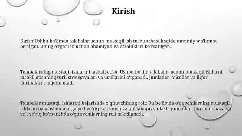Talabalarning Mustaqil Ishlarini Tashkil Etish 2