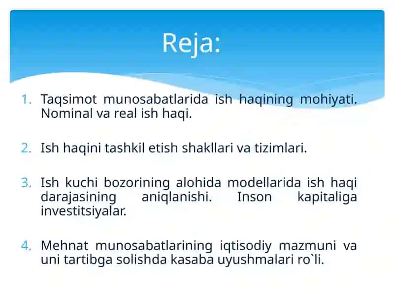 Ish haqi va mehnat munosabatlari 2