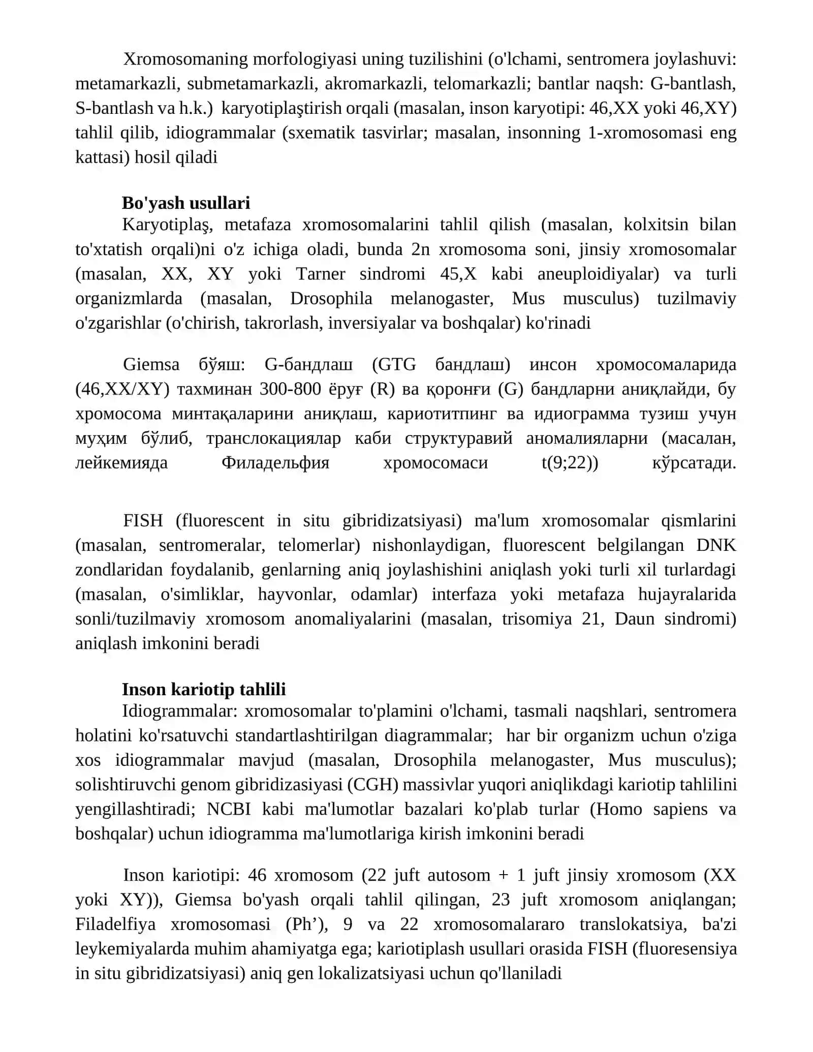 Organizmlarning kariotipi va idiogrammasi 2