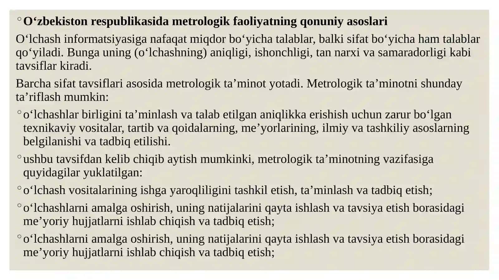Metrologiya to‘g‘risidagi qonunlar 2