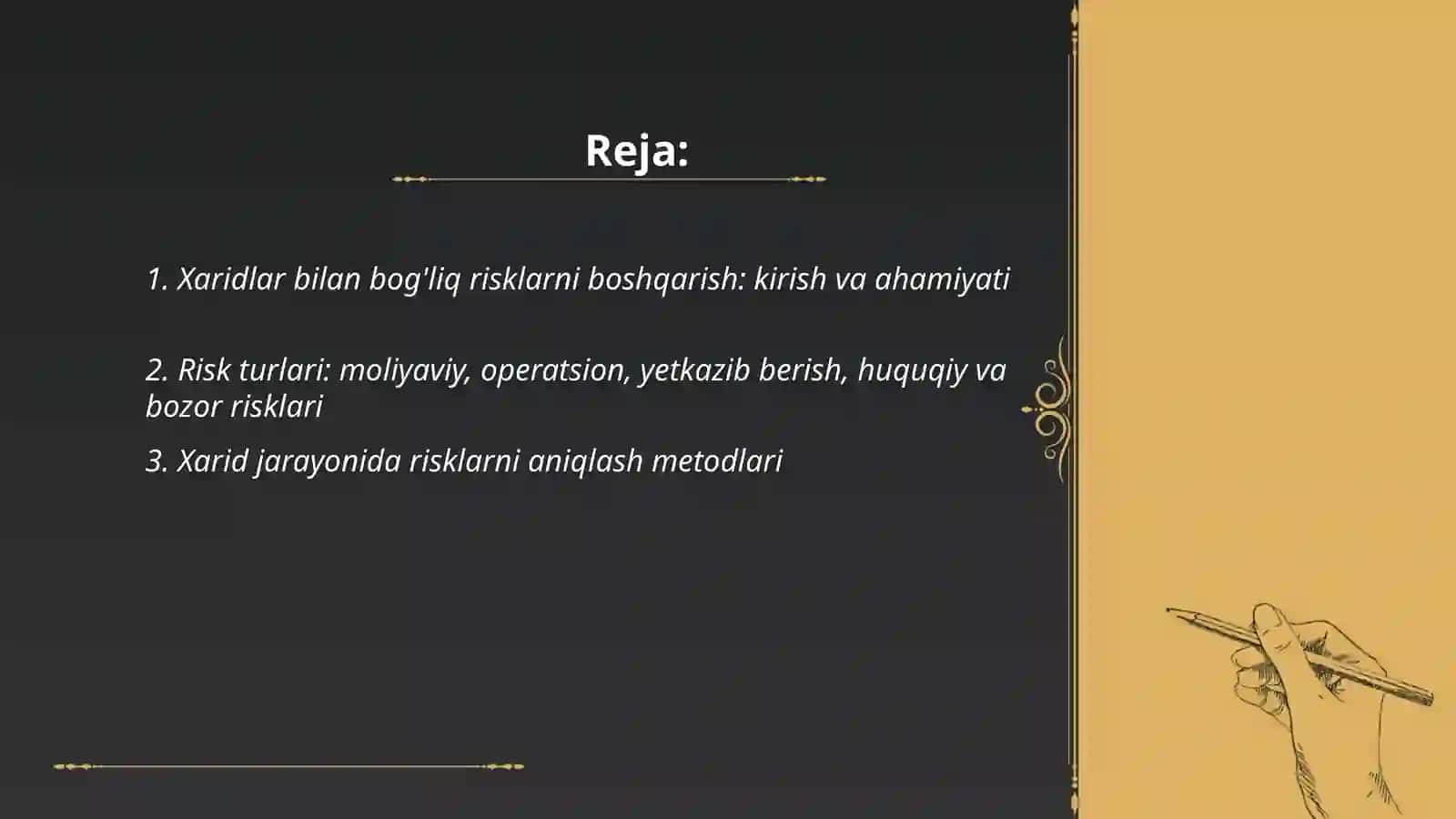 Xaridlar bilan bo'gliq risklarni boshqarish 2