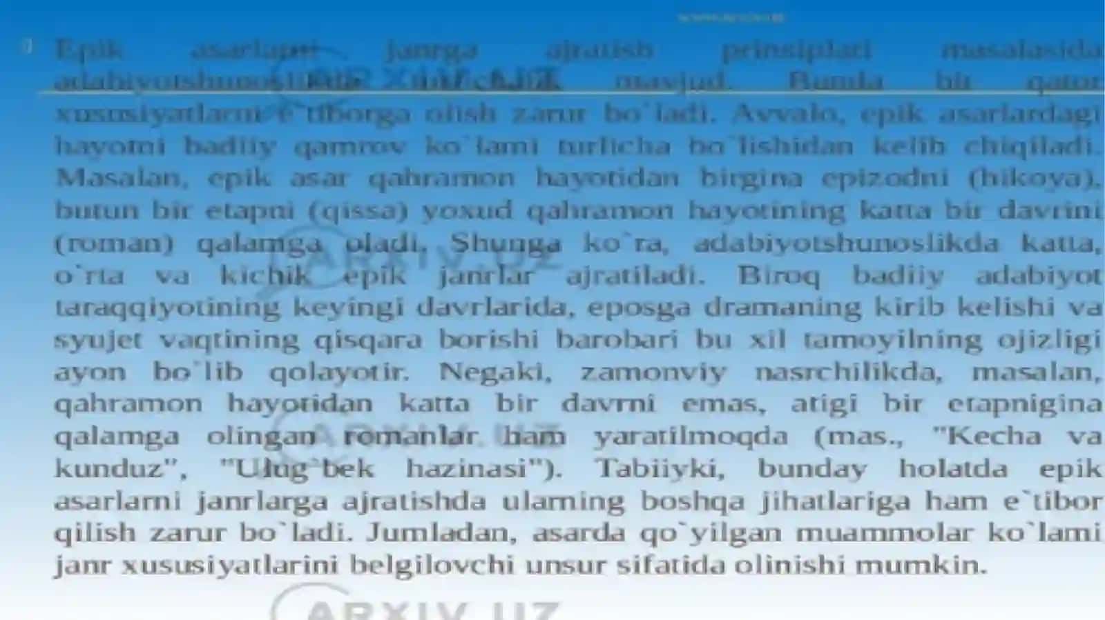 Epos va epik asarlar. Lirika va lirik janrlar. 2
