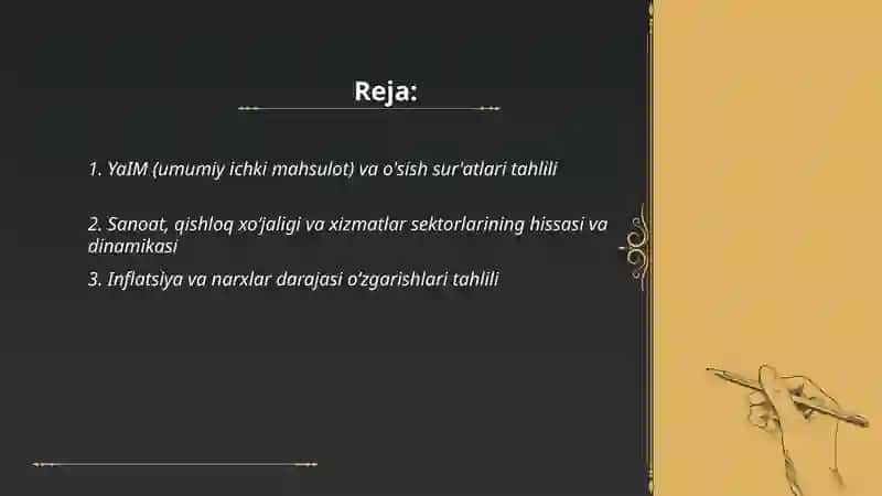 O‘zbekiston Respublikasining makroiqtisodiy ko'rsatkichlar tahlili 2