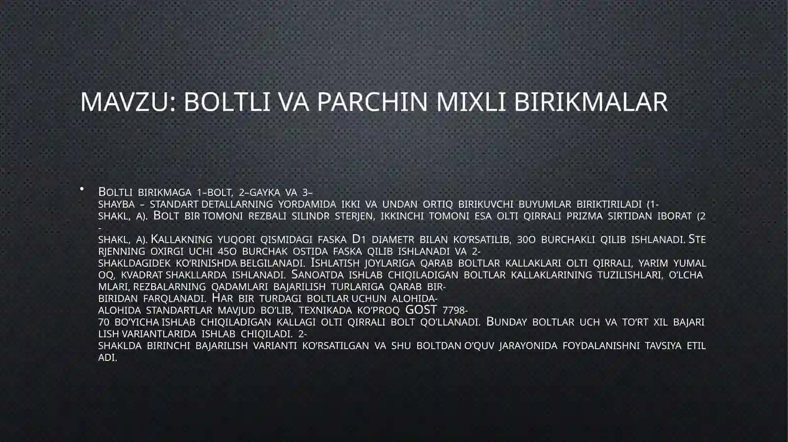 boltli va parchin mixli birikmalar 2