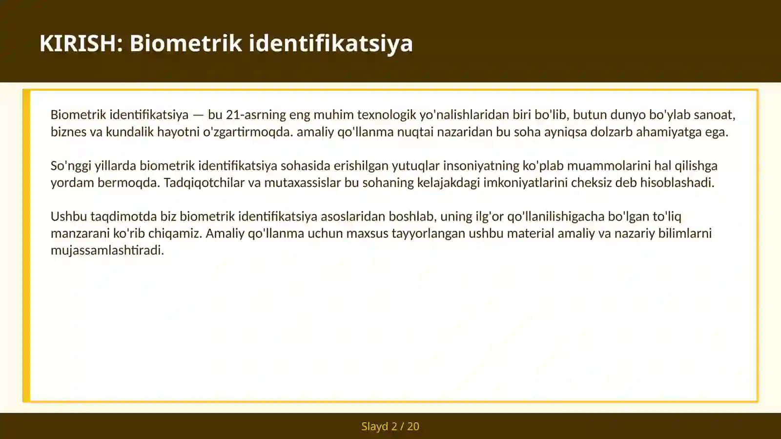 Biometrik Identifikatsiya 2