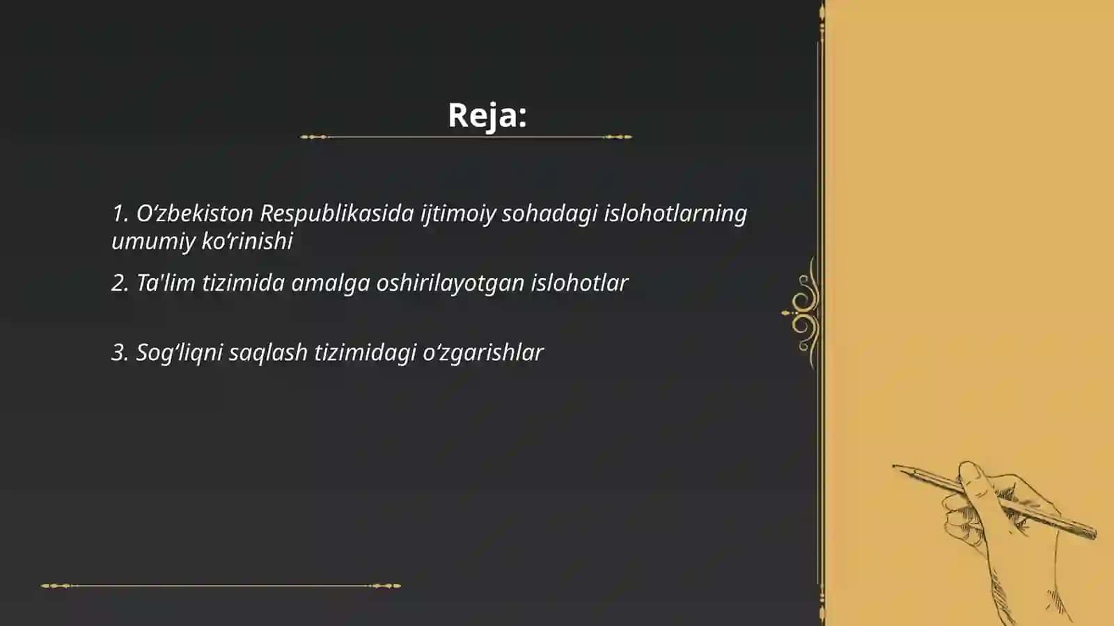 O‘ZBEKISTON RESPUBLIKASIDA IJTIMOIY SOHADAGI ISLOHOTLAR 2