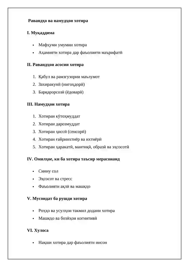 Равандҳо ва намудҳои хотира 2