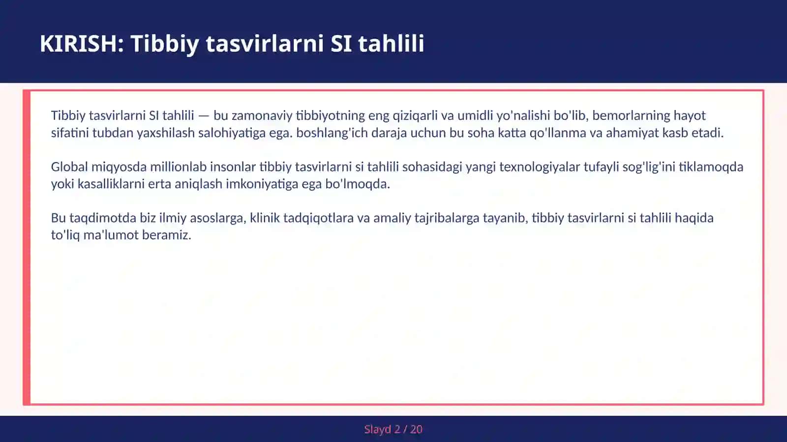 Tibbiy tasvirlarni SI tahlili 2