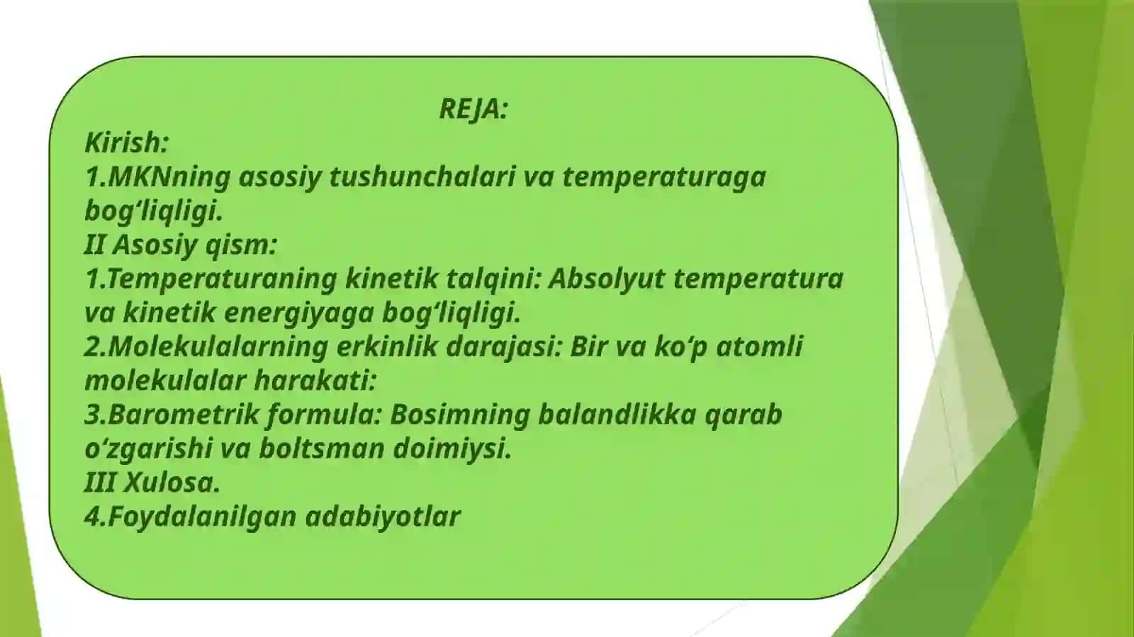 Molekulyar kinetika nazariyasi 2