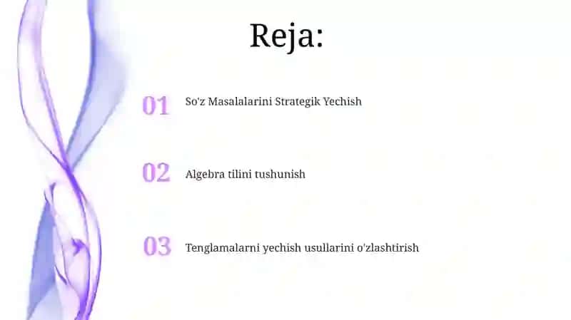 Algebraik masalalarni yechishga o'rgatish 2
