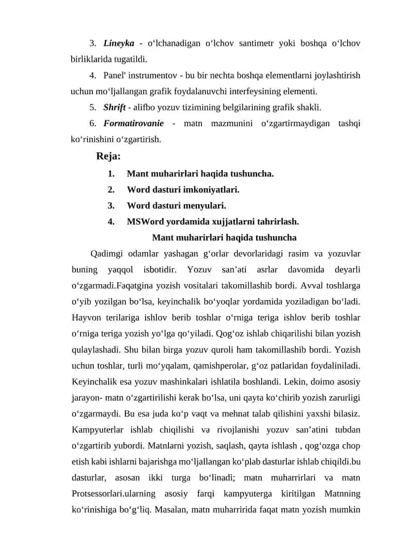 Matn axborotlarini qayta ishlash texnologiyalari 2