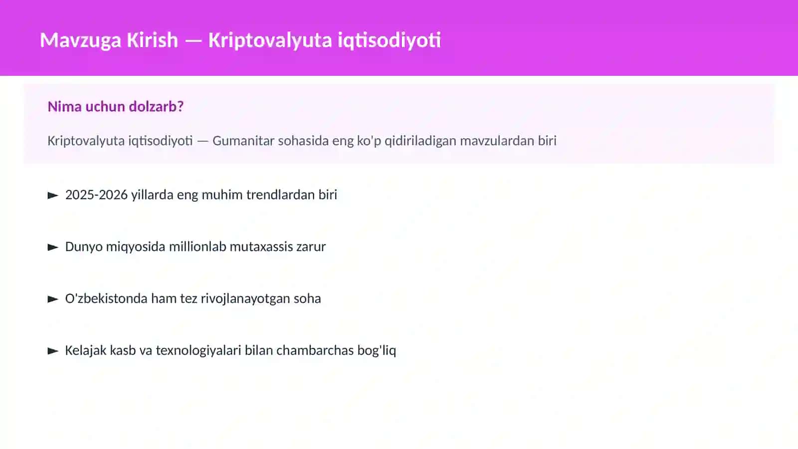 Kriptovalyuta iqtisodiyoti 2