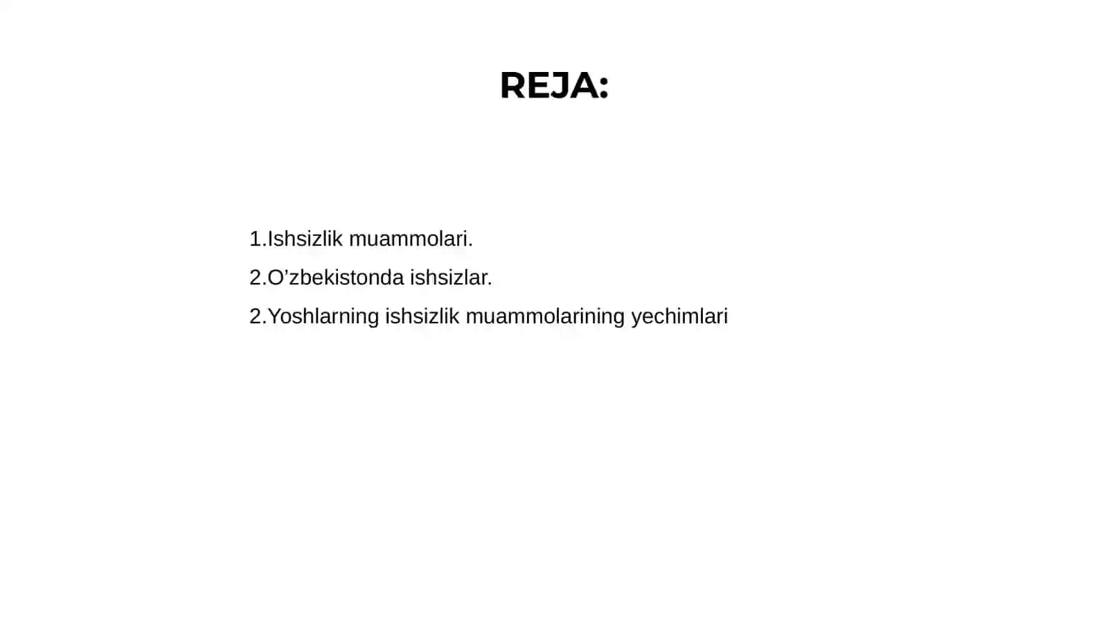 Yoshlarning ishsizlik muommolari va uning yechimlari 2