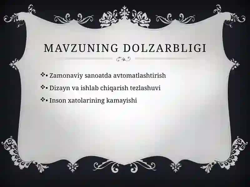 Kompyuter yordamida dizayn va ishlab chiqarish (CAD/CAM) 2