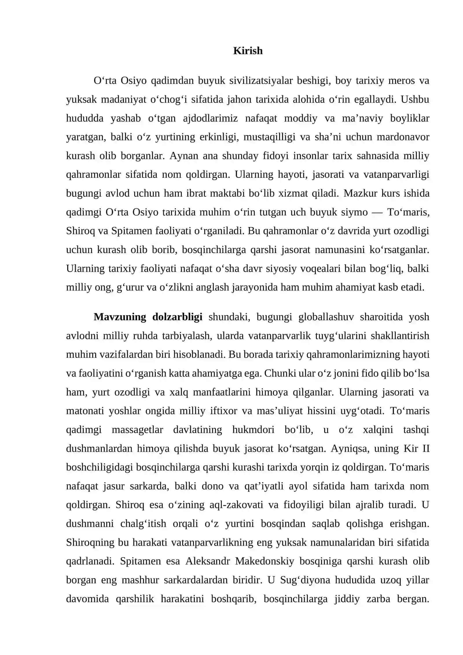 O‘RTA OSIYO TARIXIDA MILLIY QAHRAMONLAR VA ULARNING O‘RNI 2