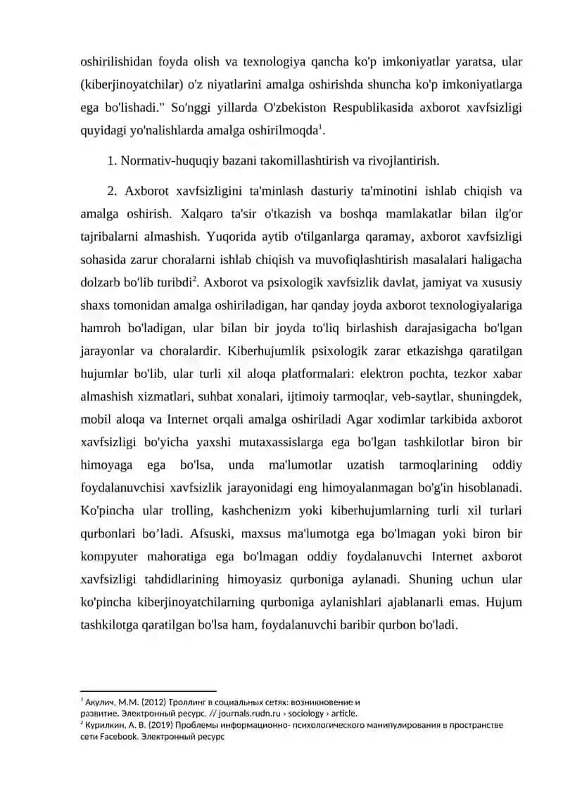 AXBOROT XURUJLARI VA INTERNETDAGI TAHDIDLARDAN HIMOYA 2