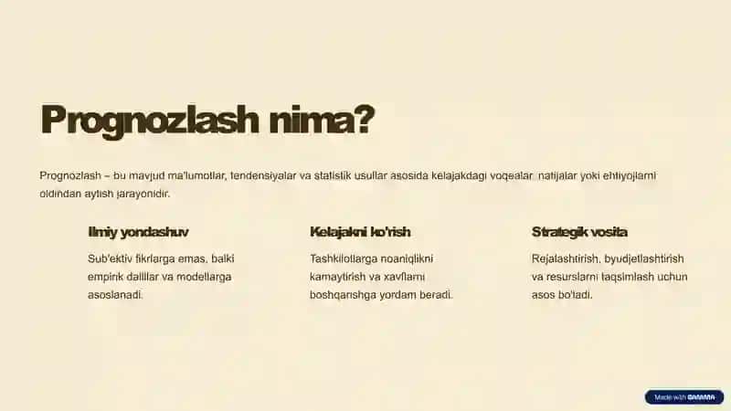 Prognozlash va uning boshqaruvdagi ahamiyati 2