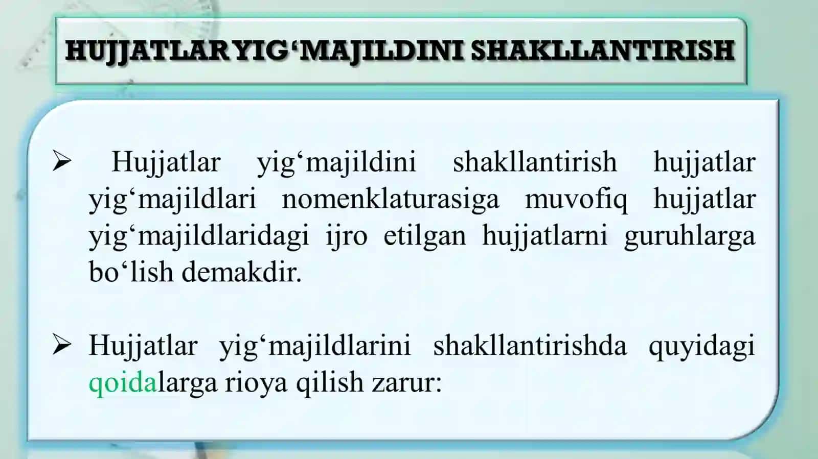 Hujjatlaryig‘majildini shakllantirish 2