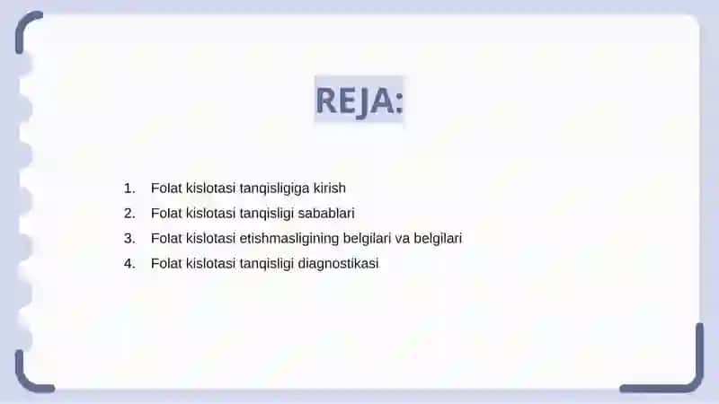 Folat kislotasini yitishmovchiligi 2