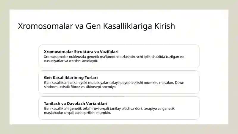 Xromosomalar va Gen Kasalliklariga Kirish 2
