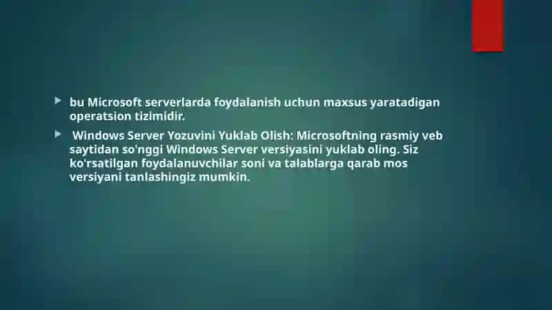 Windows Serverni              o‘rnatish  va dastlabki sozlash 2