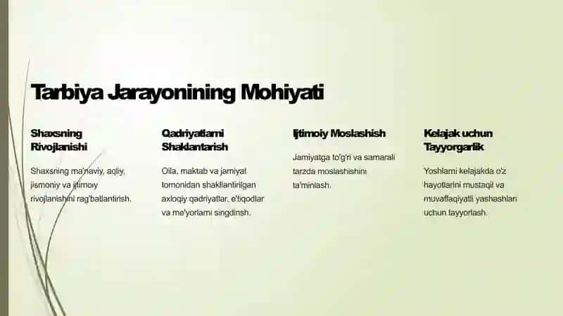 Tarbiya Jarayoni: Mohiyati va Mazmuni 2