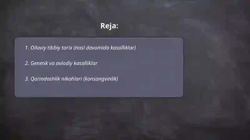 Oilaviy tibbiy tarix 2
