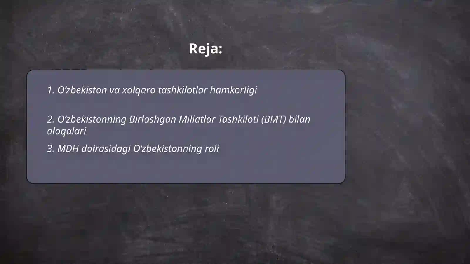 Oʼzbekiston va Johon hamjamiyati 2