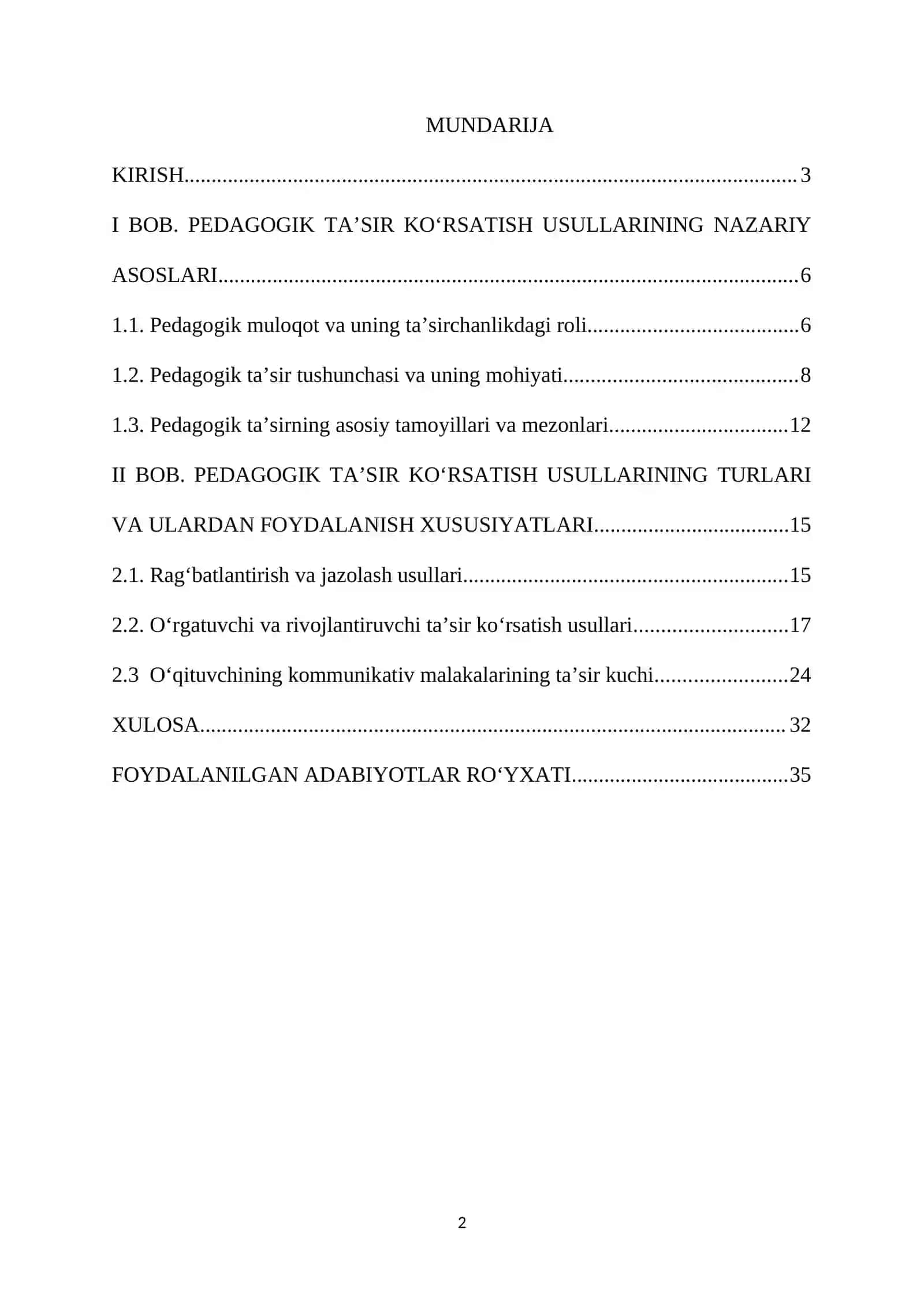 PEDAGOGIK TA'SIR KO'RSATISH USULLARI 2