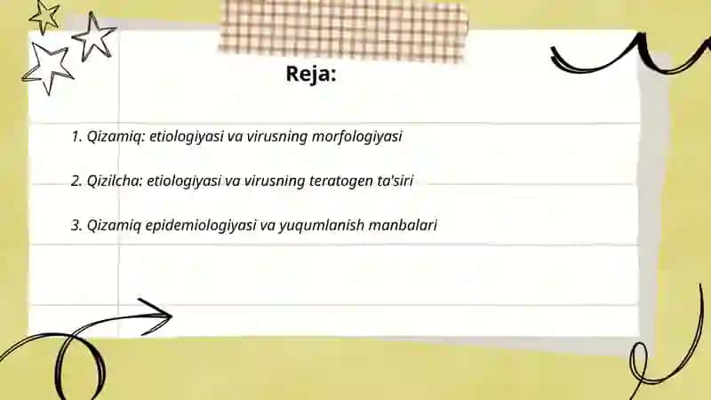 Qizamiq qizilcha. Etiologiyasi epidemiologiyasi patogenezi klinikasi oqibatlari hamshiralik parvarishi. Profilaktikasi 2