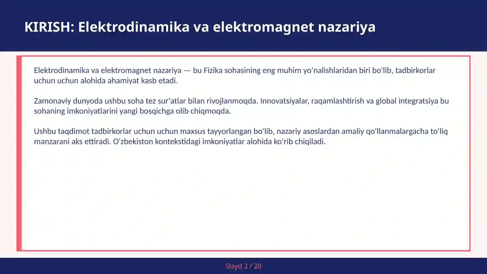 Elektrodinamika va elektromagnet nazariya 2