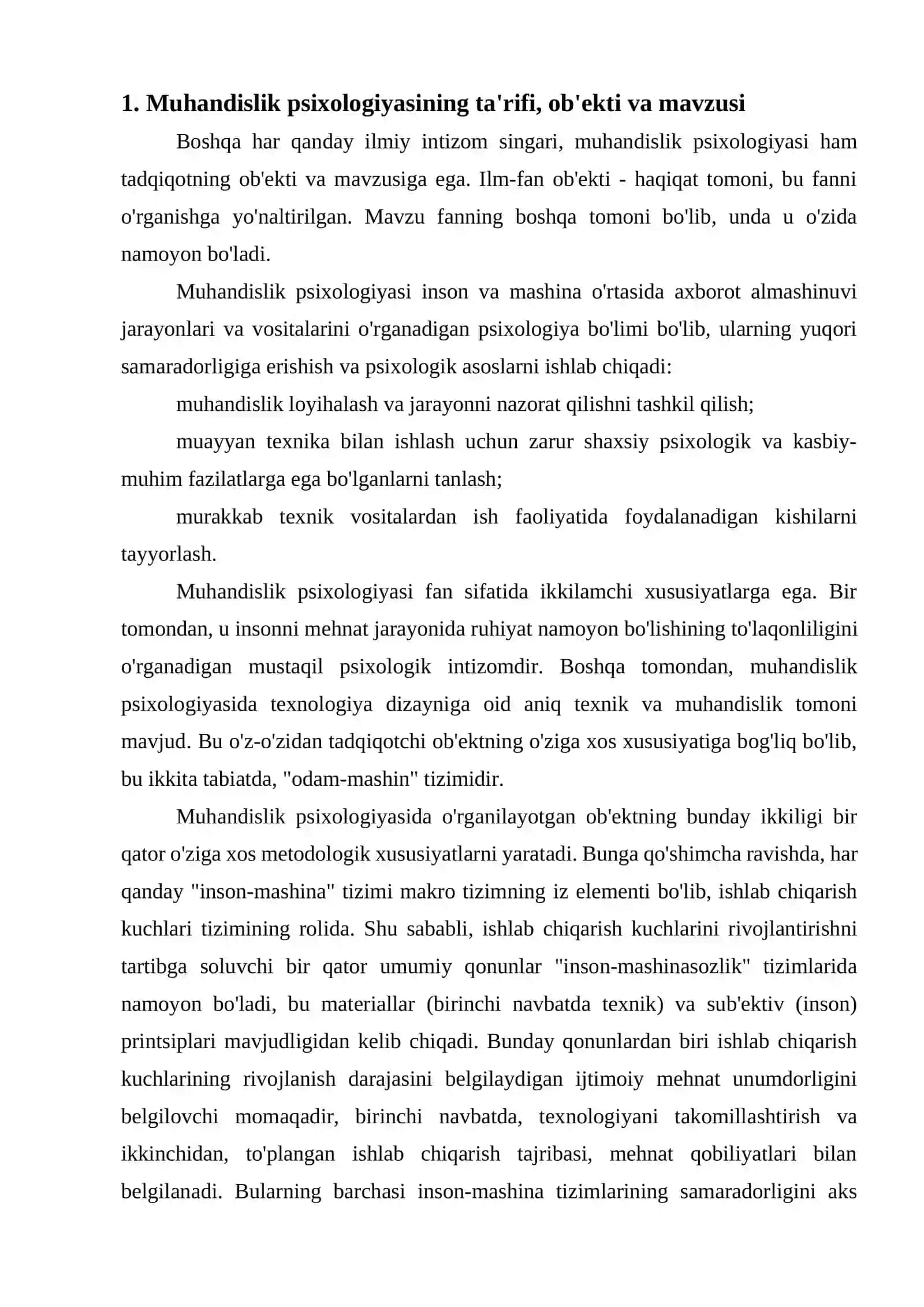 Mehnat va muhandislik psixologiyasining funksiyalari 2