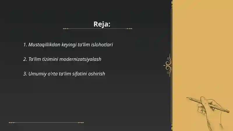 Ozbekiston Respublikasi Talim Sohasida Amalga Oshirilgan Islohatlari 2