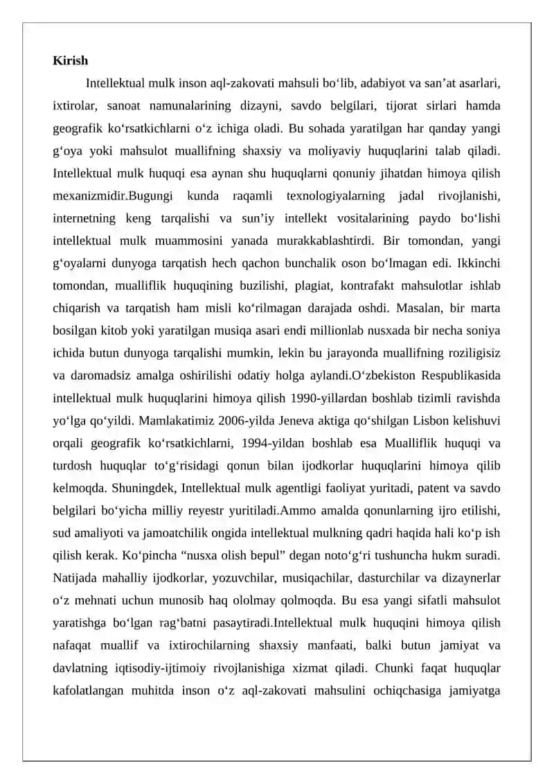 Intellektual mulk xuquqini himoya qilish 2