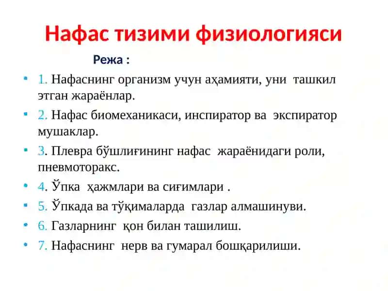 Нафас тизими физиологияси 2