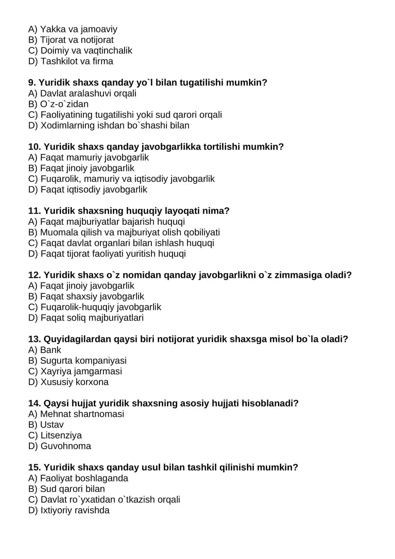 Fuqarolik huquqining subyekti sifatida yuridik shaxslar 2