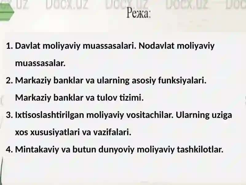 MOLIYAVIY MUASSASALAR 2