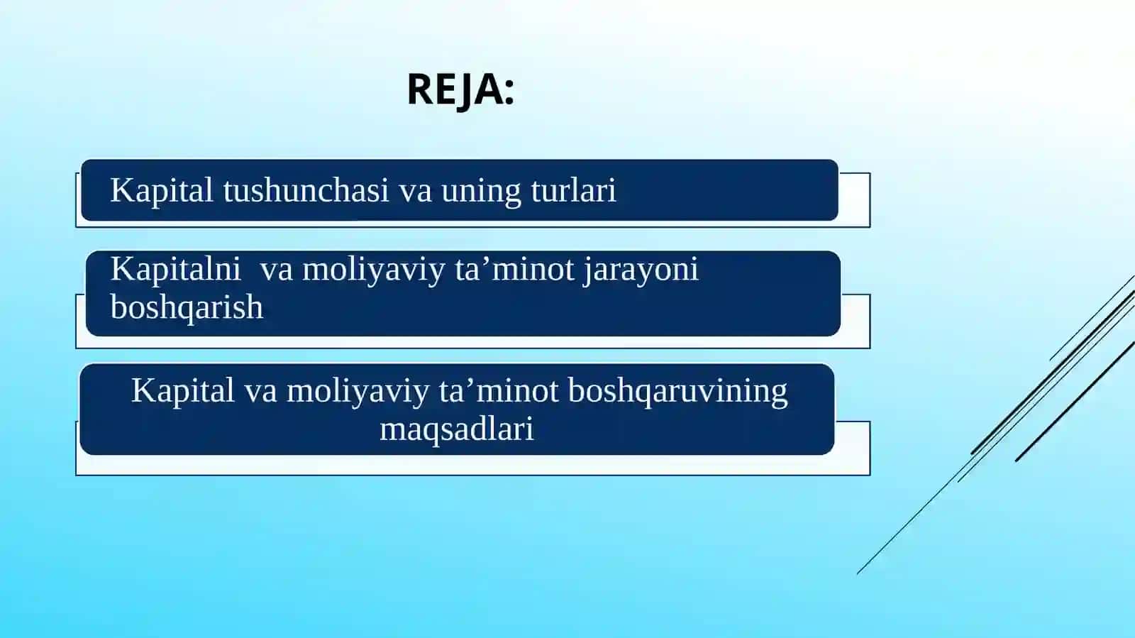 KAPITALNI VA MOLIYAVIY TA`MINOT JARAYONINI BOSHQARISH 2