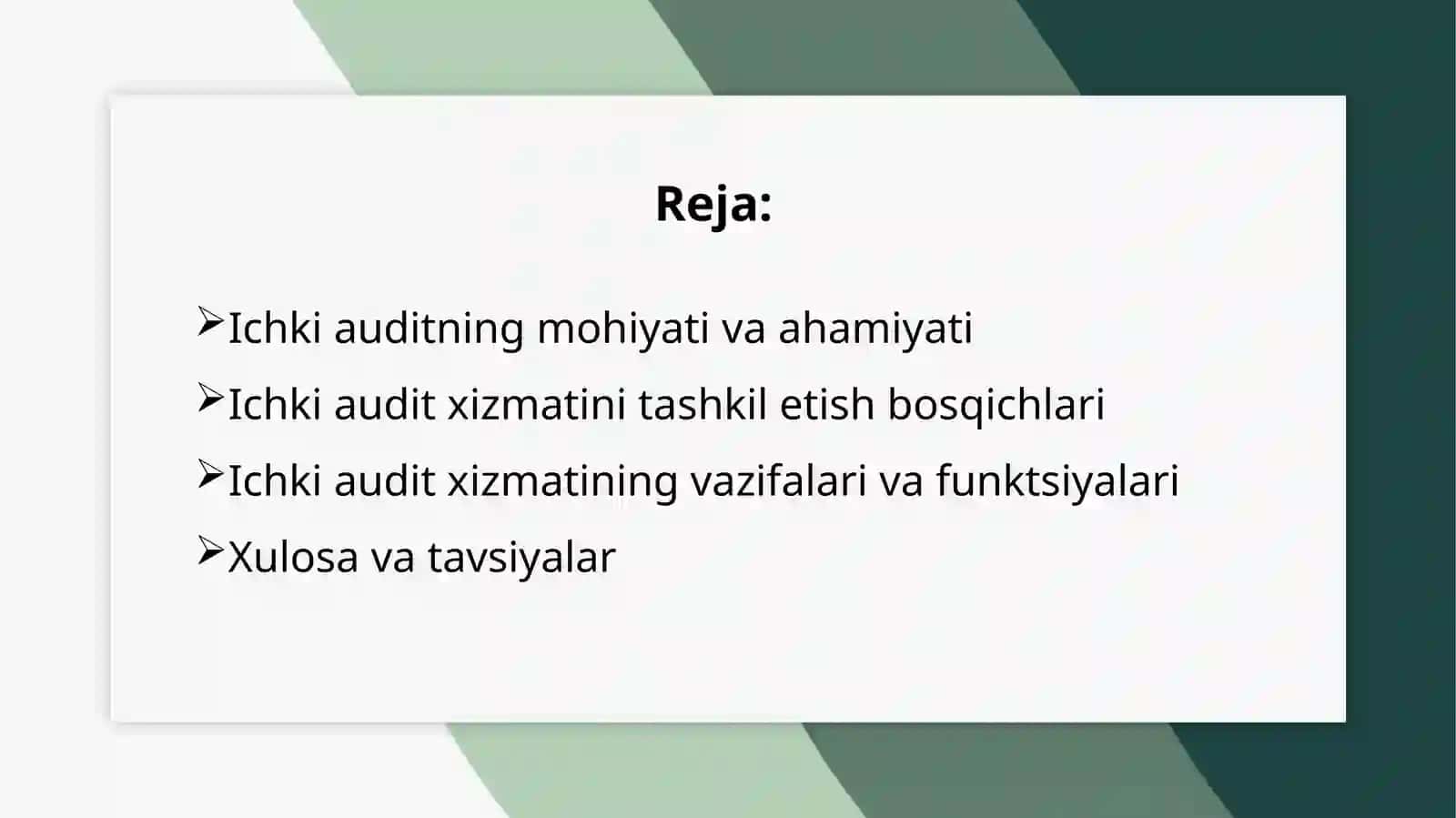 Ichki audit xizmatini tashkil etish 2