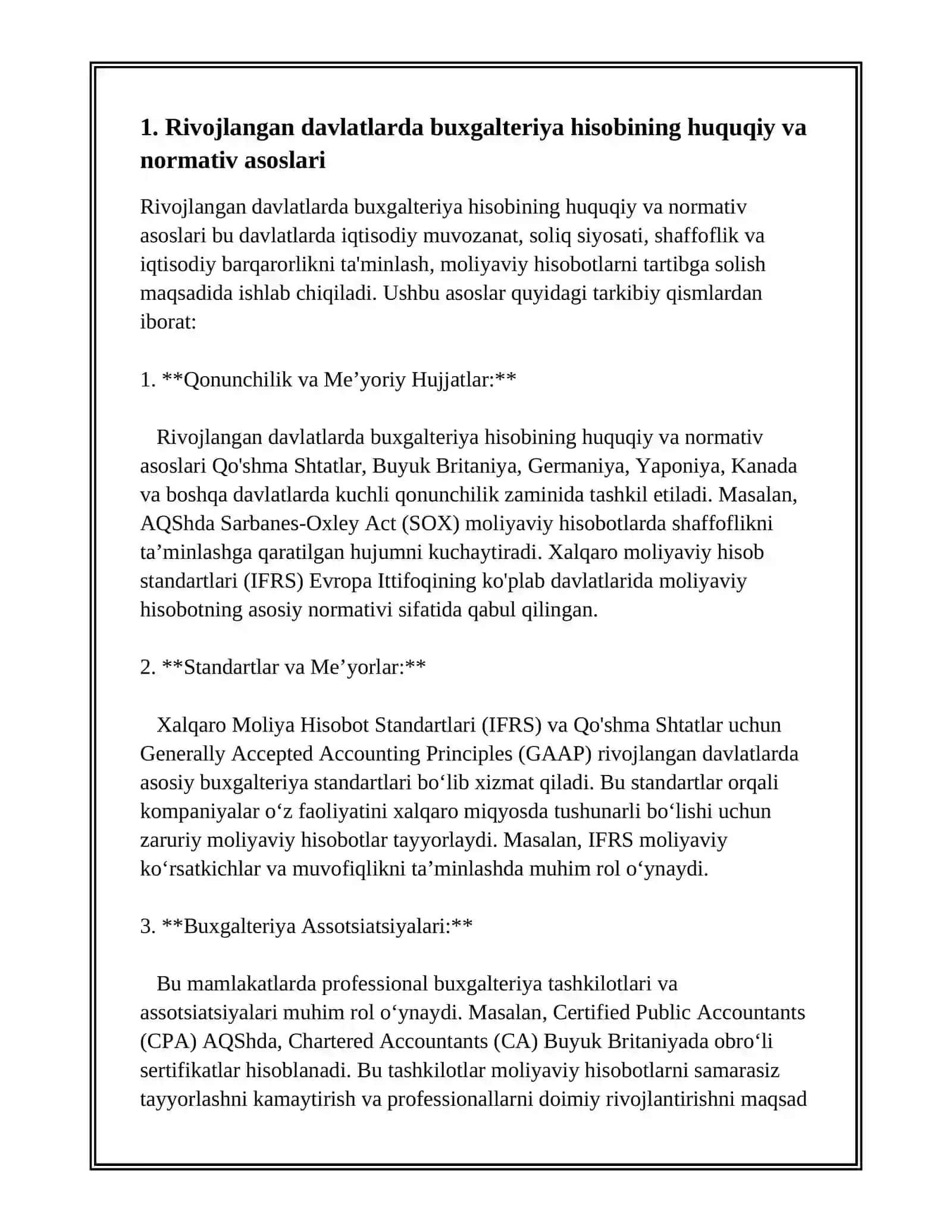 Rivojlangan davlatlarda buxgalteriya hisobining tashkiliy tamoyillari va vazifalari va unga ta'sir etuvchi omillar 2