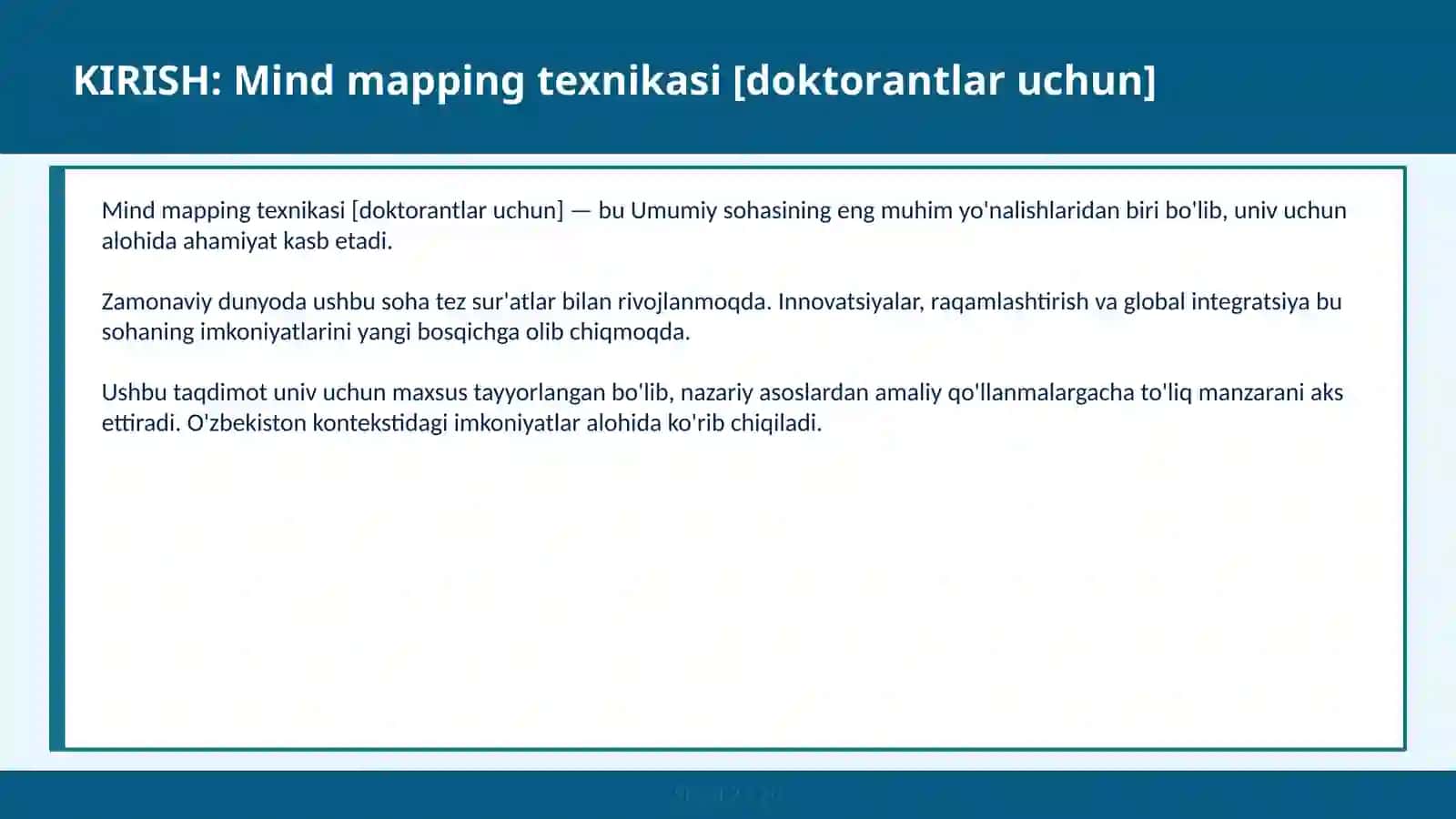 Mind mapping texnikasi [doktorantlar uchun] 2