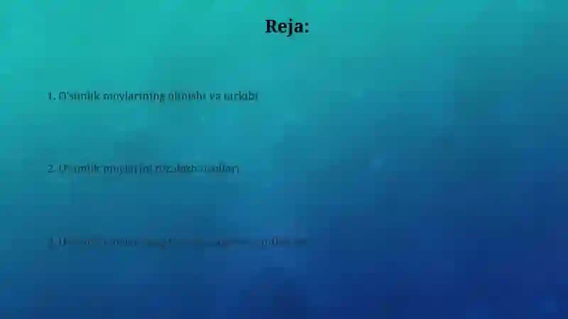 O'simlik moylarining olinishi va tarkibi 2